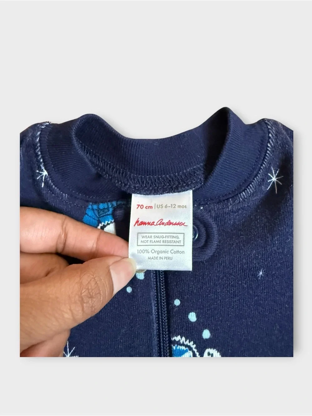 Hanna Andersson Polar Bear Winter Snow Pattern Blue Organic Sleeper